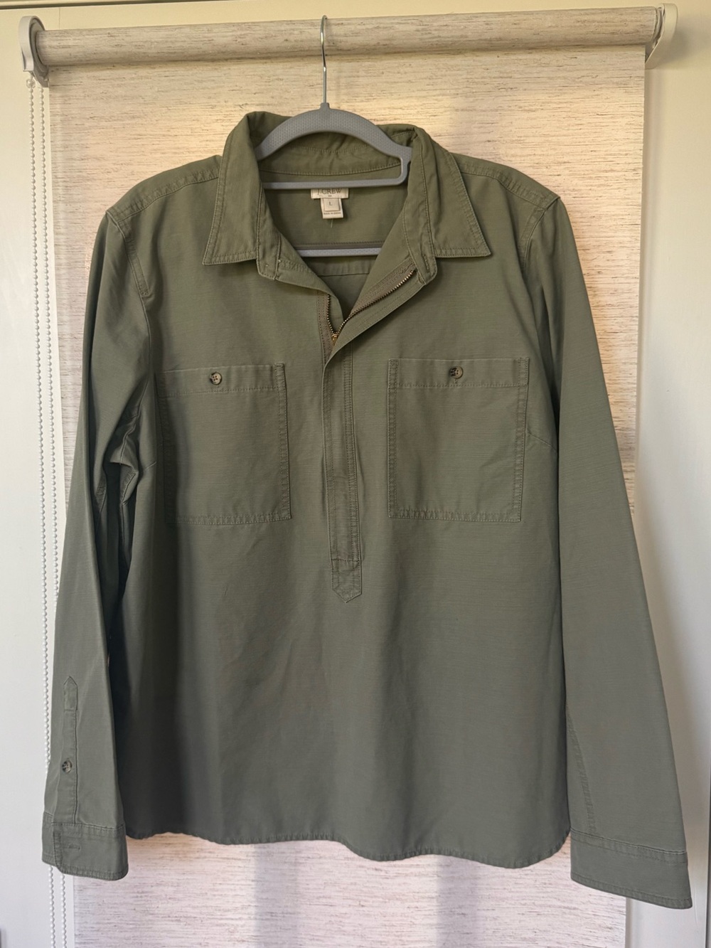 J.Crew Men's Olive Green Utility Half-Zip Shirt Jacket
